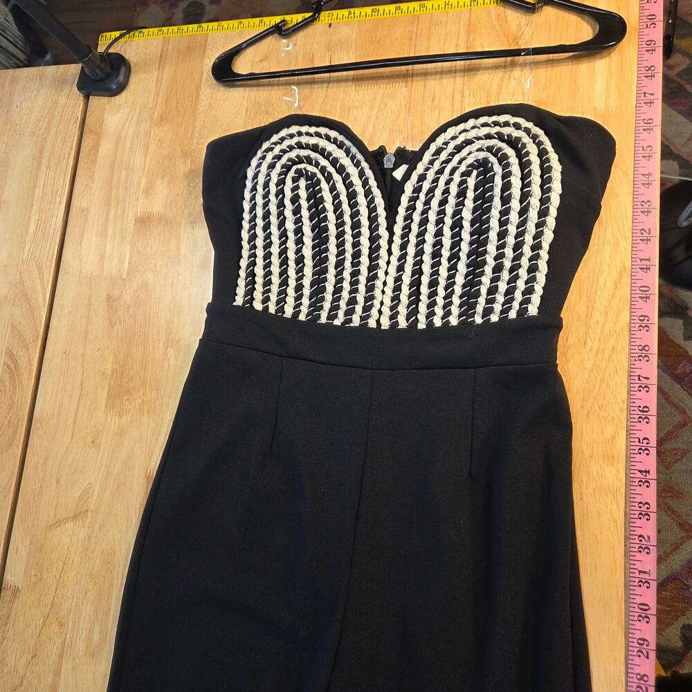 Valentine Black Jumpsuit black wide legs embroidered bust sleeveless medium